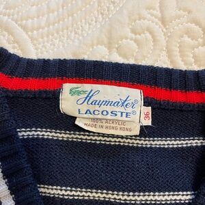 Vintage Lacoste Navy and White Knit with Red Detail Sweater